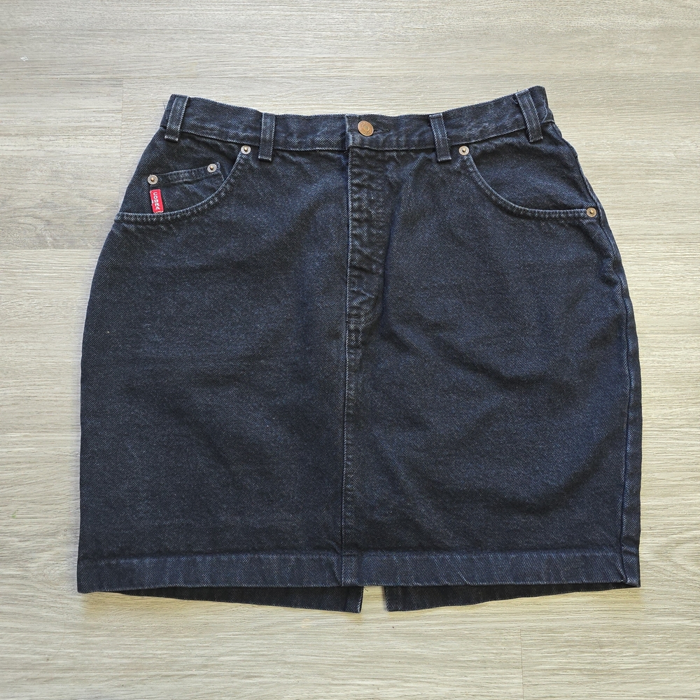 COBRA Vintage 90s Stylish Black Denim Mini Skirt